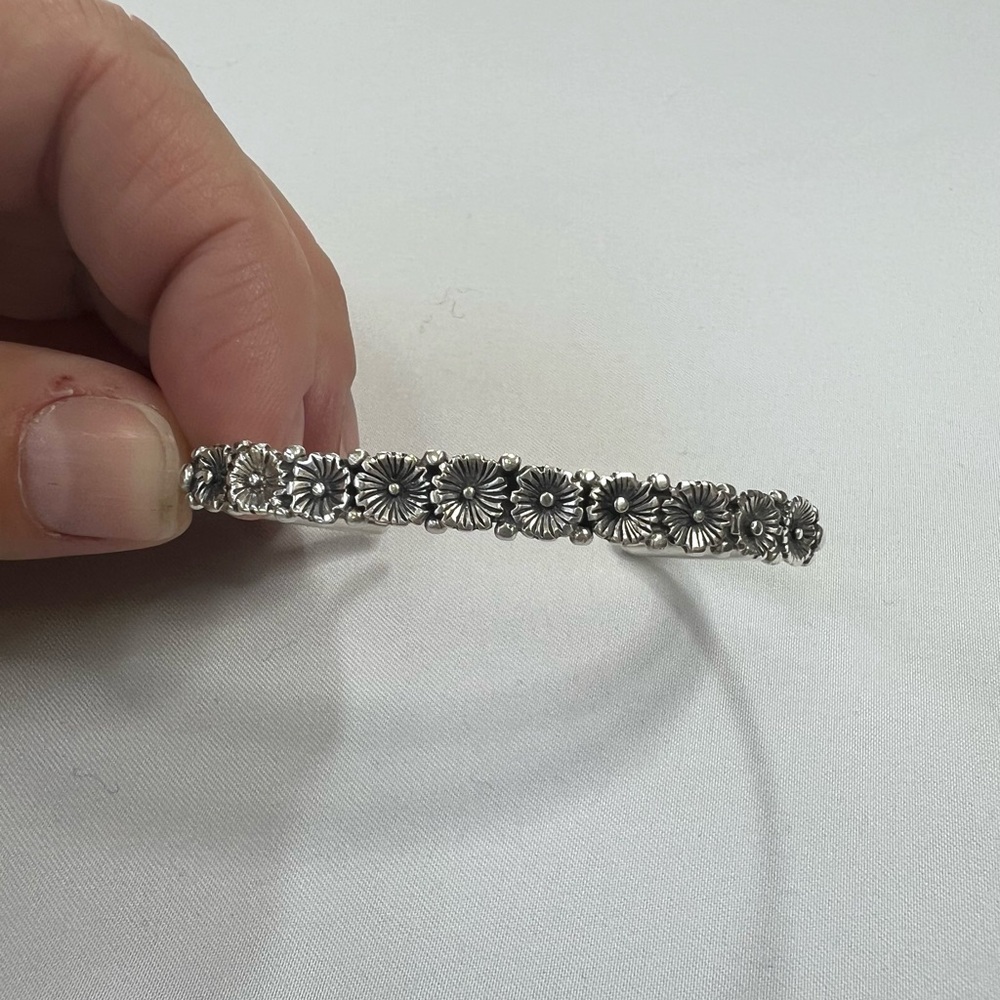 Vintage Navajo Sterling Silver Squash Blossom Cuff - Picture 9 of 11
